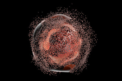 3D illustration of the destruction of a cell.