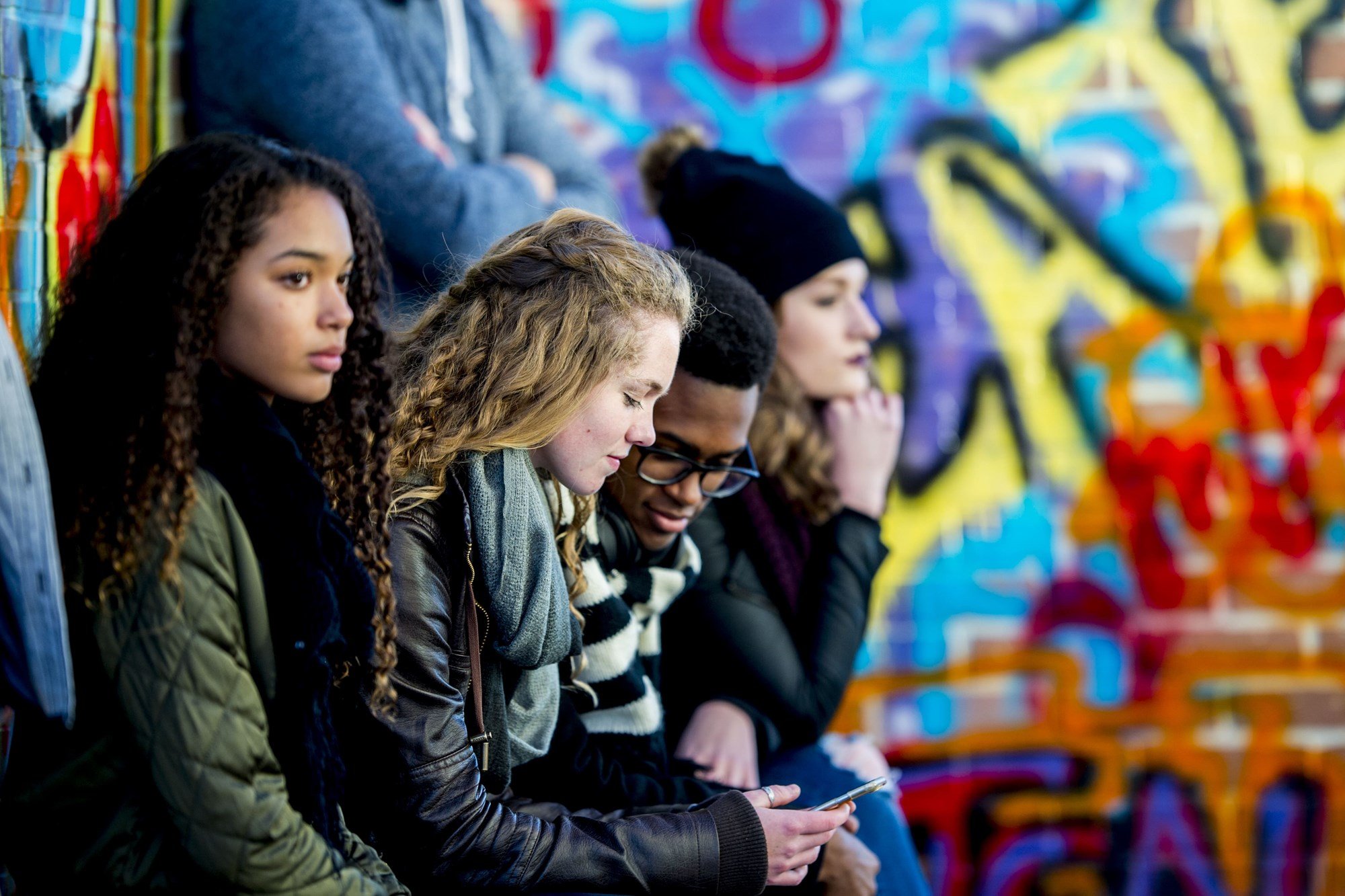 4 teens hanging out