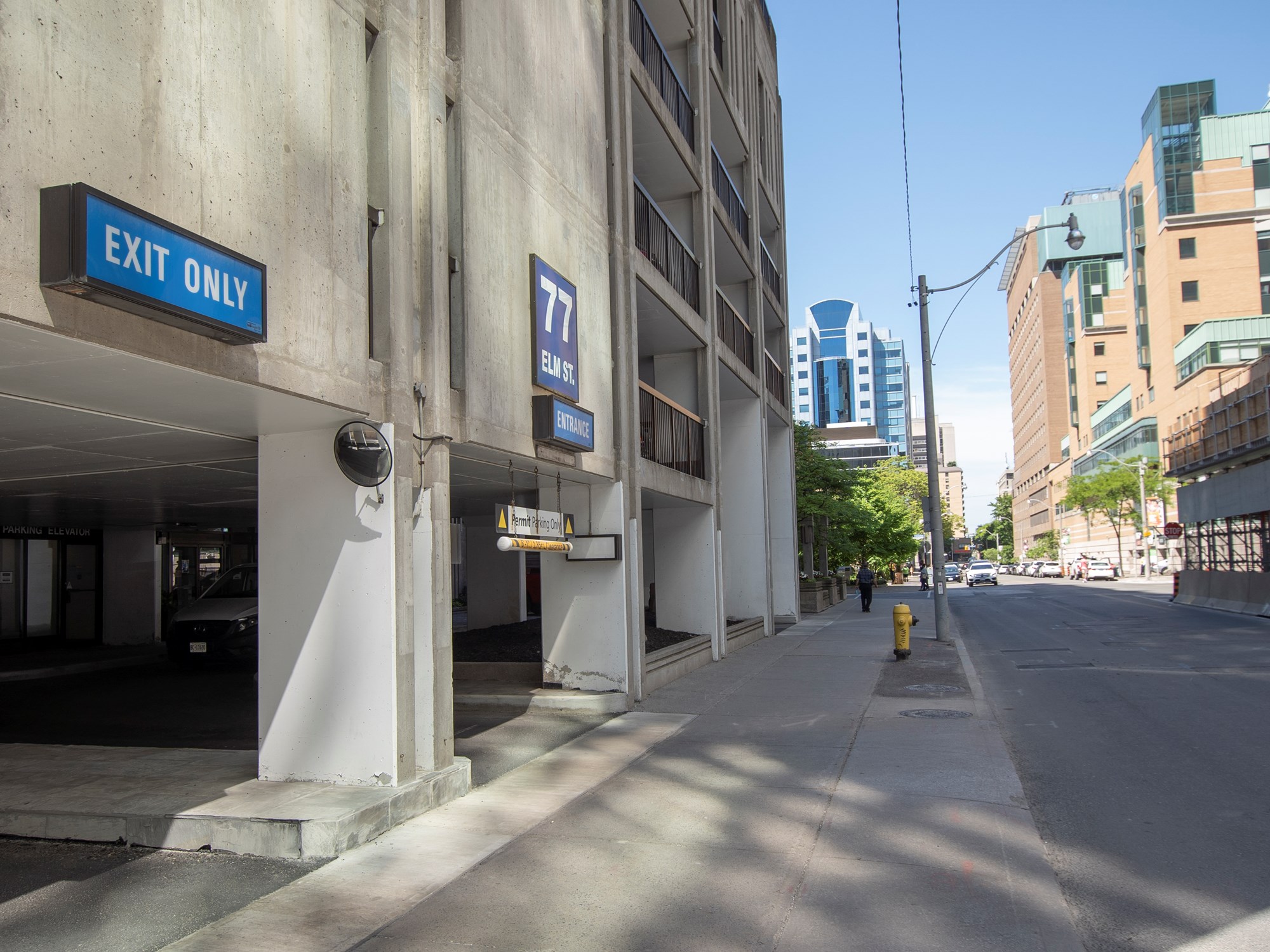 Parking garage at the Alan Brown Building, just across the street from the SickKids main campus