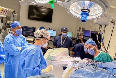 A team of surgical staff at work.
