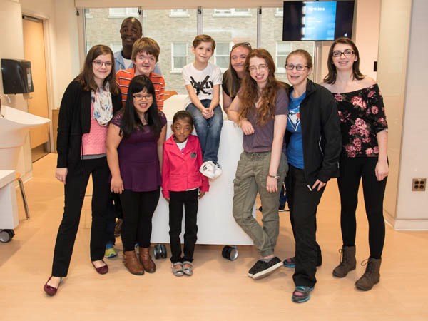 Patient advisors pose with Jacob Tremblay at SickKids