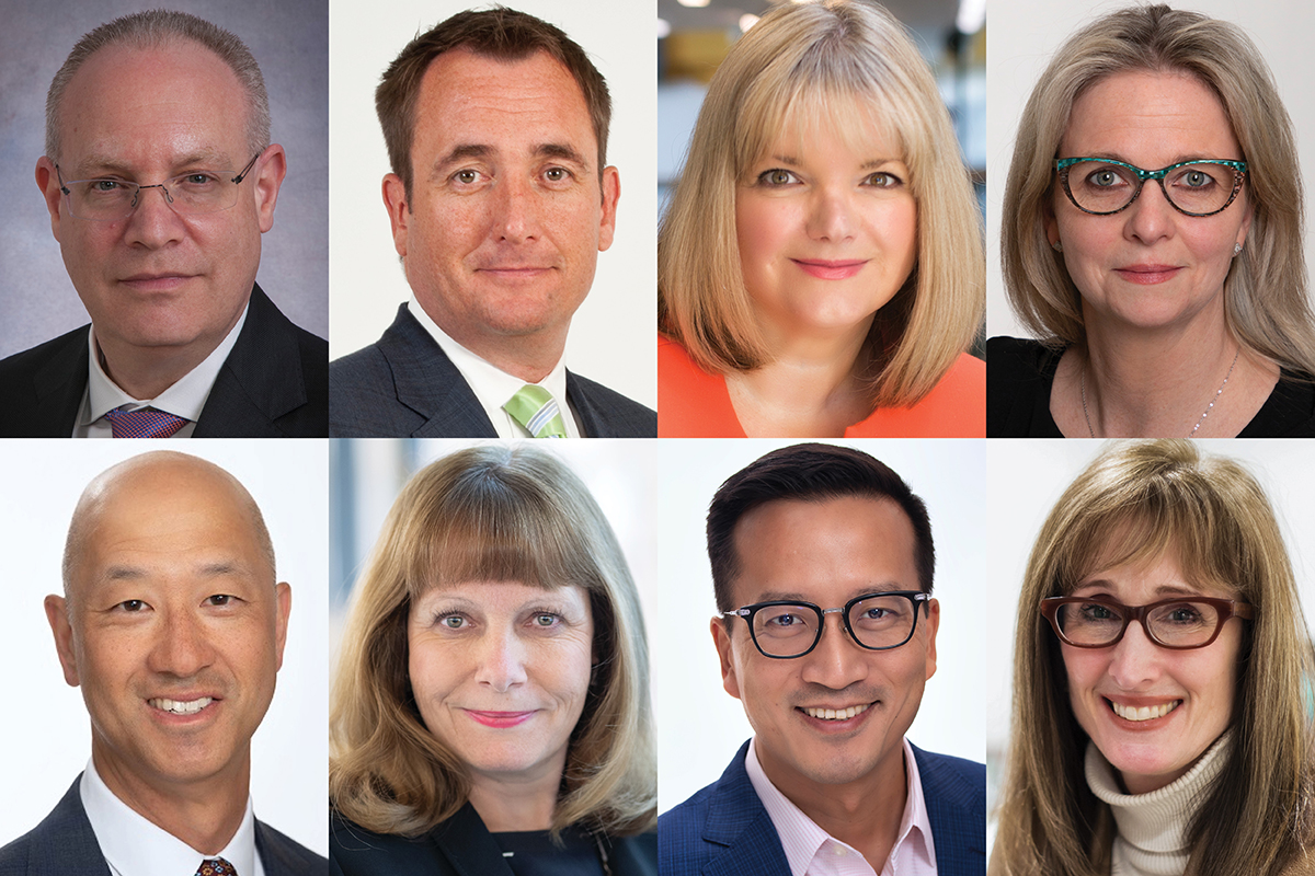 Eight headshots of staff collaged together.