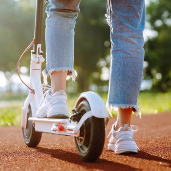 A person on an e-scooter.