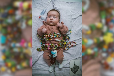 Sloane with her Bravery Beads.